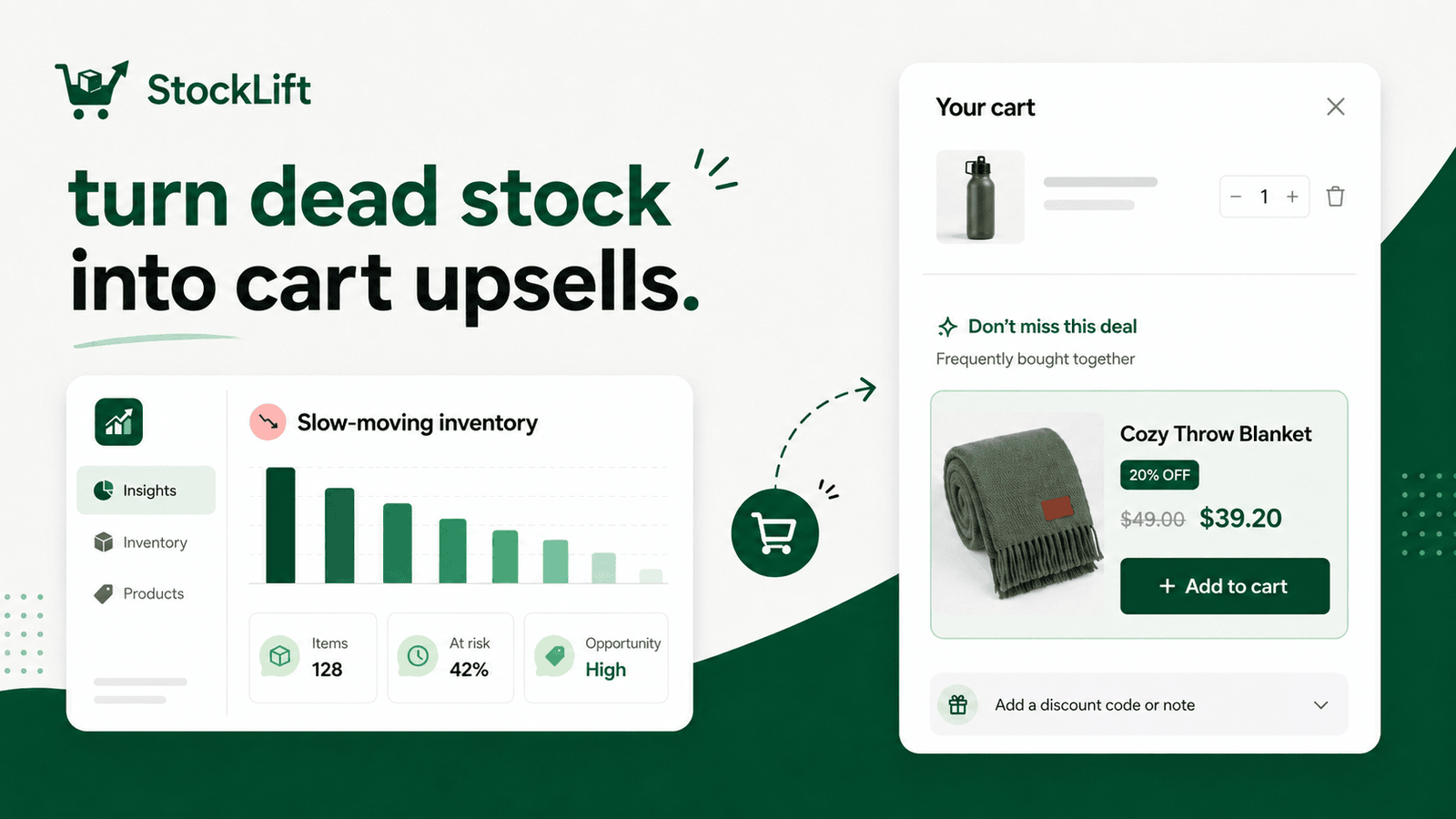 Turn dead stock into cart upsells — StockLift concept